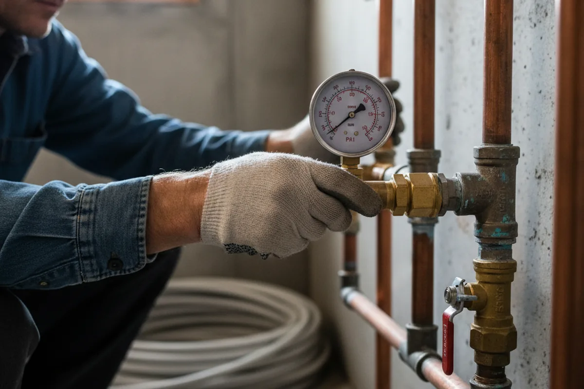 Pressure testing a repaired line during Water Line Repair in Poulsbo